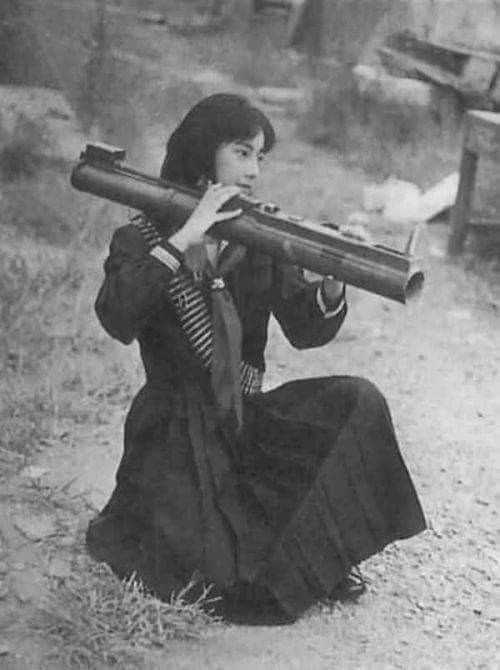 Comrade Fusako Shigenobu, leader of the Japanese Red Army, training in Lebanon in 1972