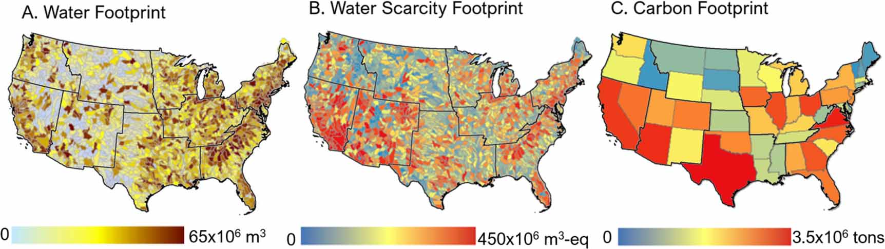 The subbasin or state of direct and indirect environmental impact associated with data center operation.